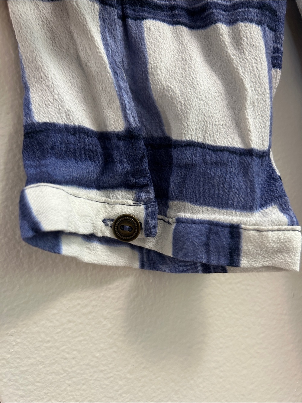 Anthropologie Maeve Devery Plaid Tie Back Mini Dress Blue White (size- XS) - Picture 8 of 9